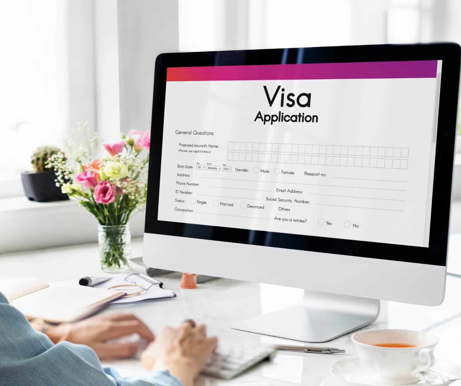 visa application travel form concept